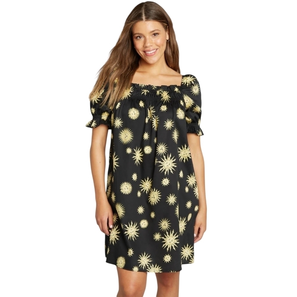 NWT Modcloth Black Summertime Garden Stories Smocked Mini Dress